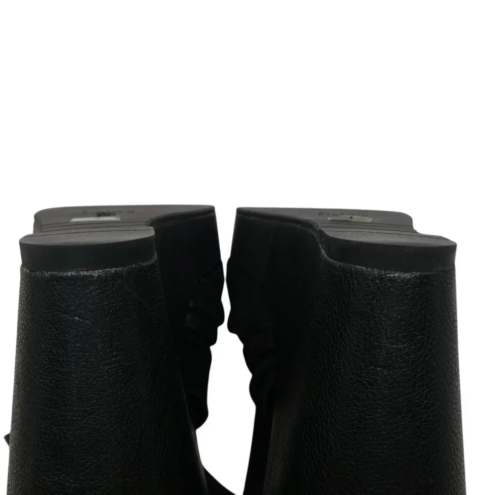Eileen Fisher Black Leather Open Toe Platform Wedge Sandals Womens 9